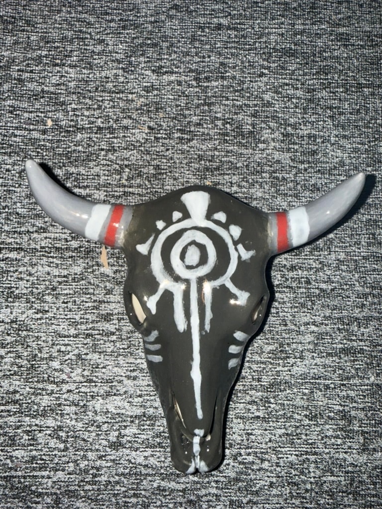 Decorative bull skull with tribal patterns