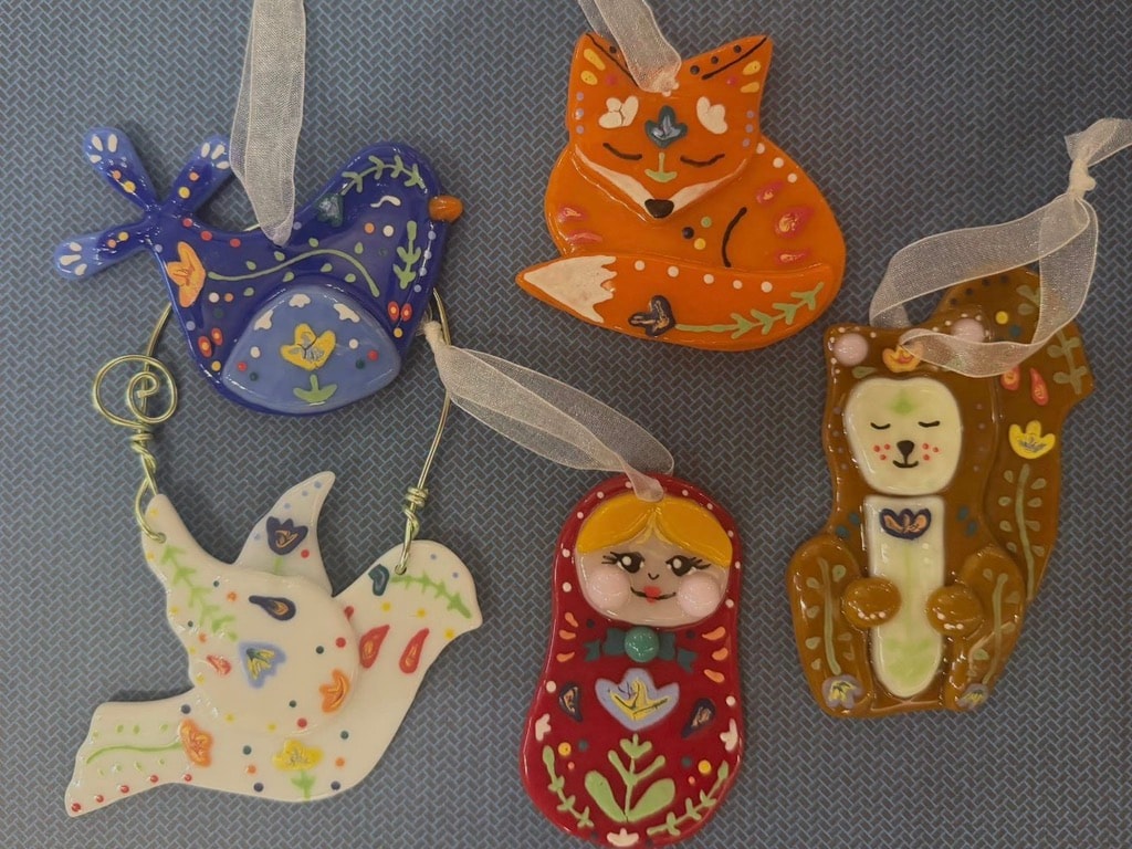 Colorful folk art ornaments collection