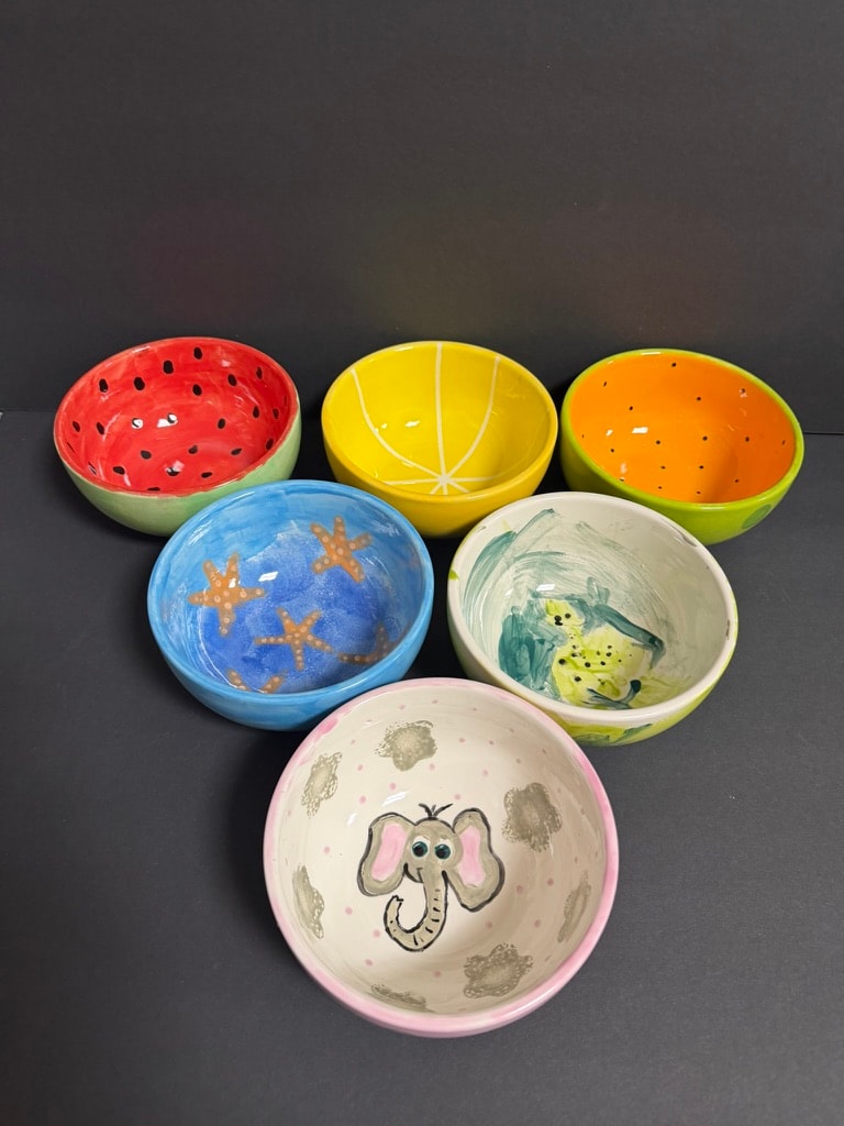 Colorful hand-painted ceramic bowls