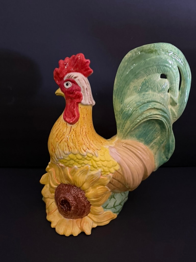 Colorful ceramic rooster figurine